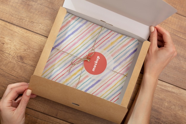 Elegant wrapping paper real context mockup