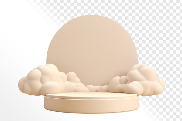 Elegante 3D-stand tegen een dromerige beige achtergrond wolk