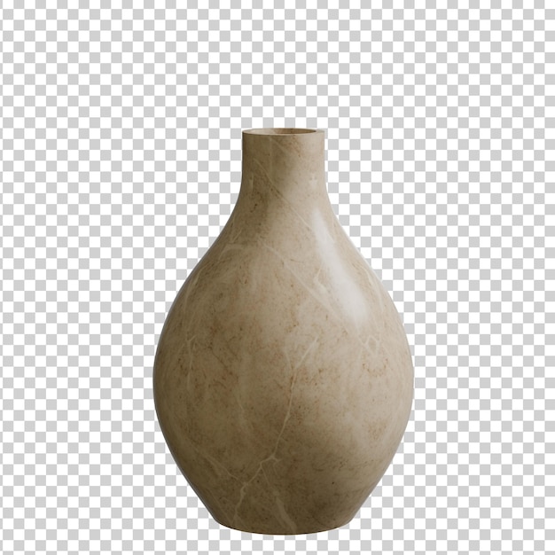 Elegante beige stenen vaas met glad oppervlak op doorzichtige achtergrond