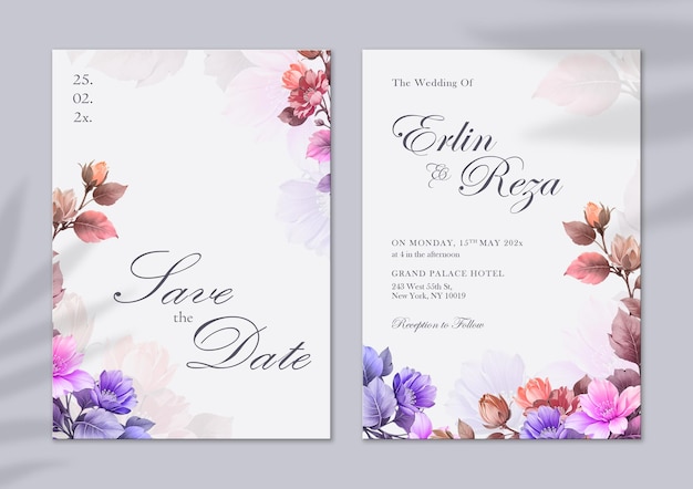 Elegante bloemen bruiloft uitnodiging