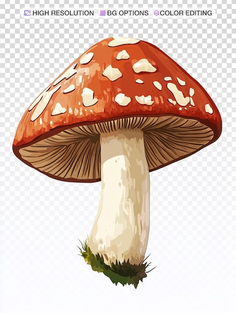 Elegante botanische illustratie van een paddenstoel op witte achtergrond