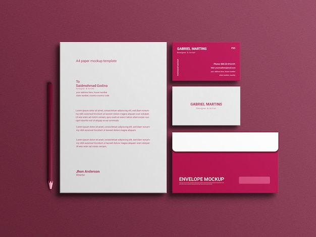 Elegante briefpapier set mockup