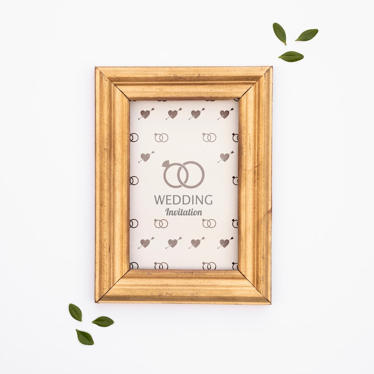 PSD elegante bruiloft uitnodiging frame met mock-up