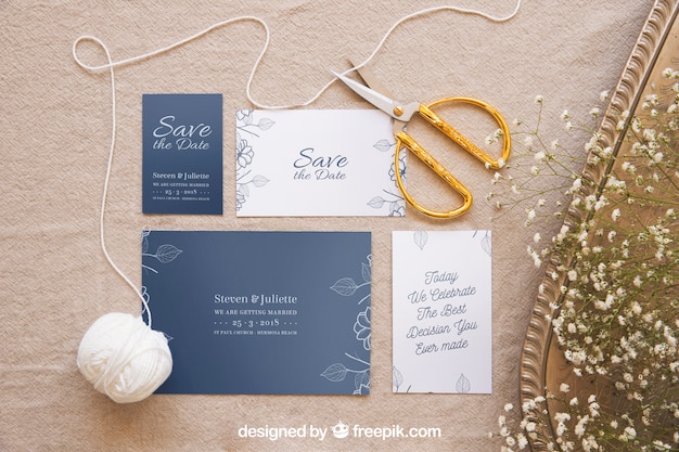 Elegante bruiloft uitnodiging mockup