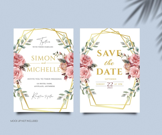 Elegante bruiloft uitnodigingen bloemmotieven