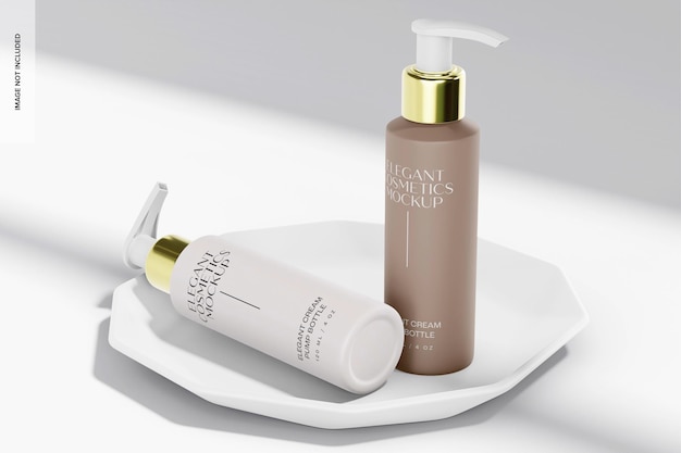 Elegante crème pompflessen Mockup, staand en laten vallen