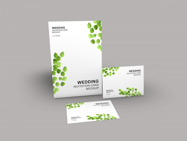 Elegante eenvoudige en schone bruiloft kaart met envelop mockup sjabloon