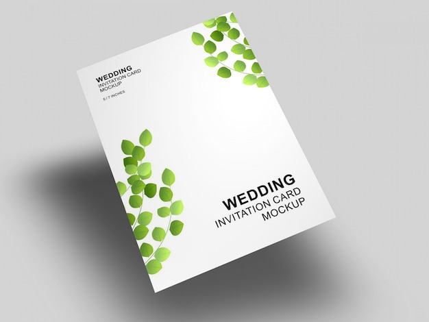 Elegante eenvoudige en schone bruiloft kaart met envelop mockup sjabloon
