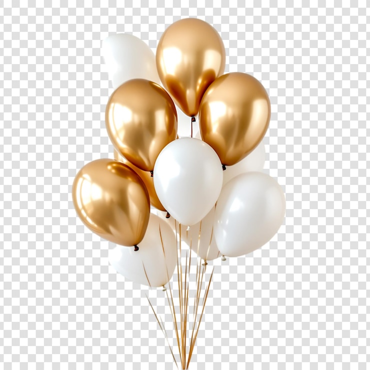 PSD elegante gouden en witte ballonnen feestelijke decoratie feest