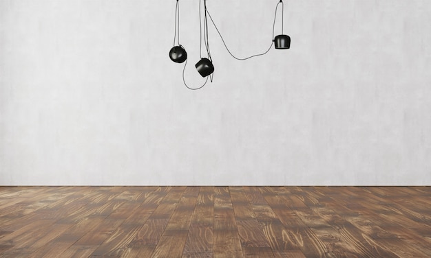 Elegante muur met moderne lamp en parket
