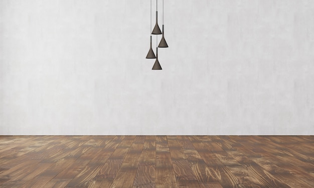 Elegante muur met moderne lamp en parket