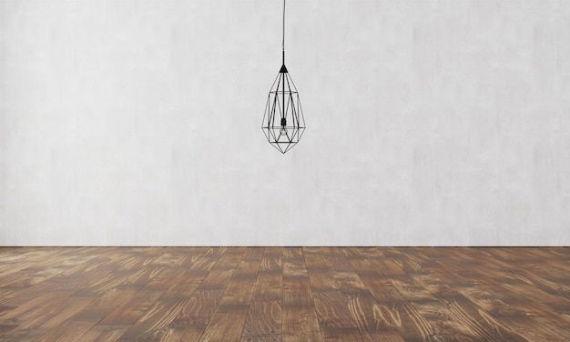 Elegante muur met moderne lamp en parket
