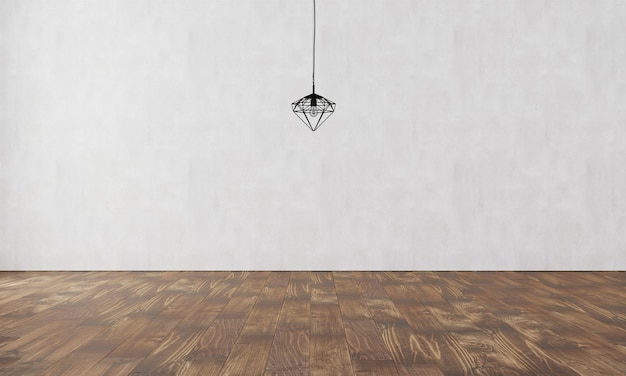 Elegante muur met moderne lamp en parket