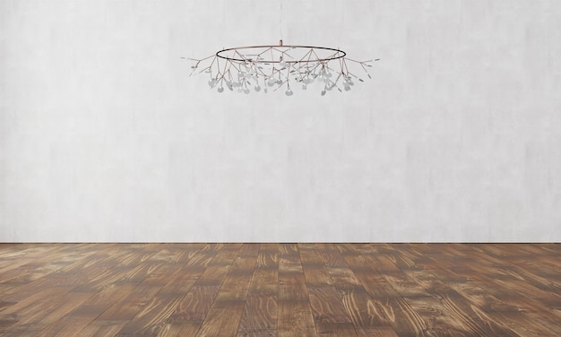 PSD elegante muur met moderne lamp en parket