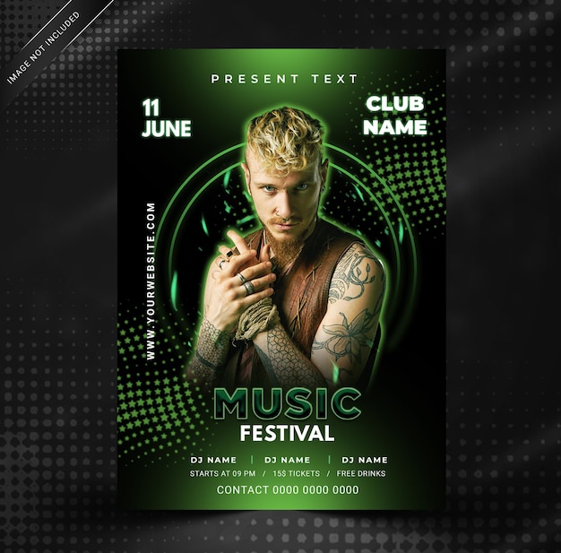 Elegante muziekfestivalposter post PSD-sjabloon