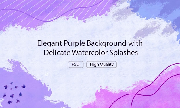 PSD elegante paarse achtergrond met delicate aquarelspatten