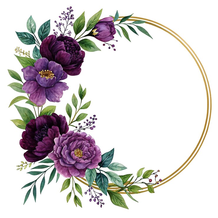 PSD elegante paarse bloemenkrans