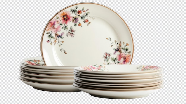 Elegante porseleinen borden met prachtige bloemenontwerpen, perfect voor het serveren van maaltijden en het verbeteren van uw eetervaring met een vleugje natuur
