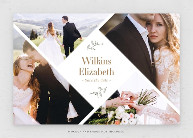 PSD elegante sjabloon voor de folder van de collage van de foto van het huwelijk in psd