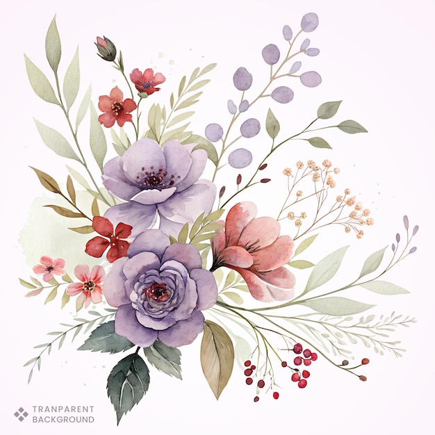 Elegantna akwarela kwiatowy kąt aranżacja ręcznie malowany botaniczny Clipart Design