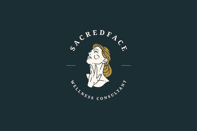 Elegantna blondynka głaskająca szyję cieszy się doskonałą pielęgnacją skóry minimalistyczny logo miejsce dla tekstu