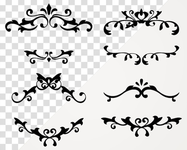 Elegantna czarna ramka ozdobna kolekcja naklejek png
