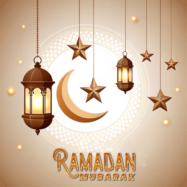 Elegantny Ramadan Kareem Tło Półksiężyc i Światła