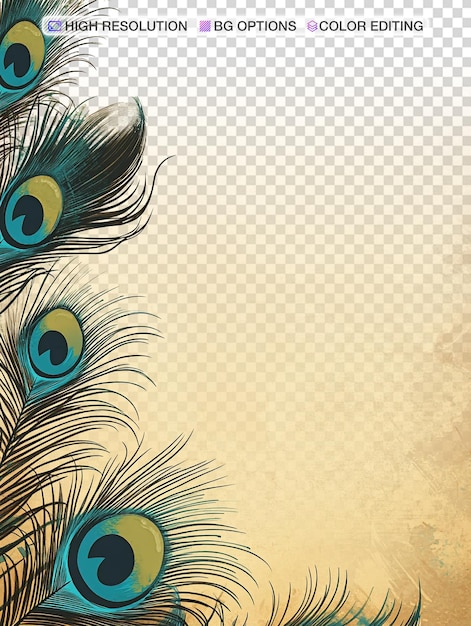Elegantny vintage peacock feather design z dużą białą przestrzenią dla tekstu