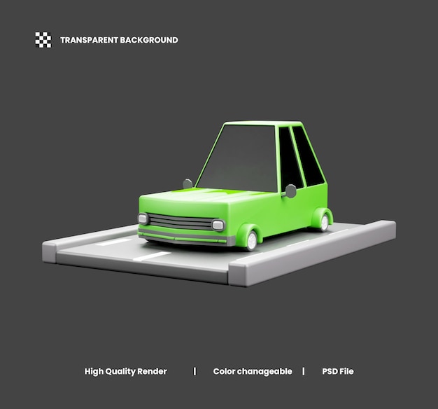 PSD elektrische auto 3d-pictogram illustratie of auto 3d-pictogram
