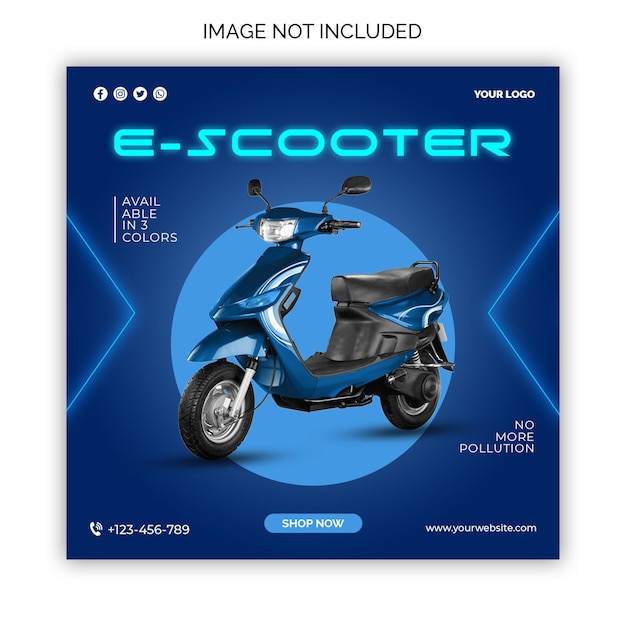PSD elektrische scooter sociale media sjabloon escooter