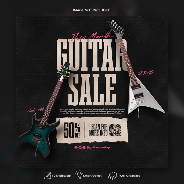 elektronik gitar müzik satışı Instagram gönderisi