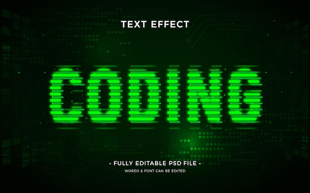 PSD elektronisch code-teksteffect