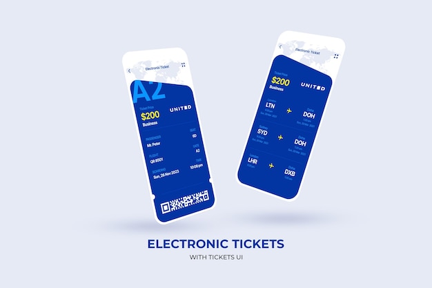 Elektronische ticket mockup en ui