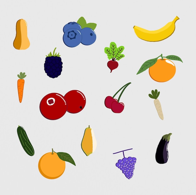 Element Kleurrijke Vruchtencollectie PSD-sjabloon Bewerkbare kleuren