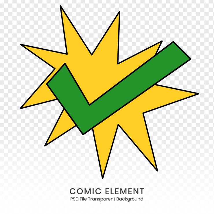 PSD element komiksowy z zaznaczeniem i gwiazdką