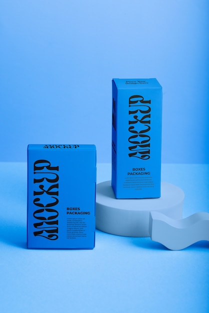 PSD elemental blue packaging mockup