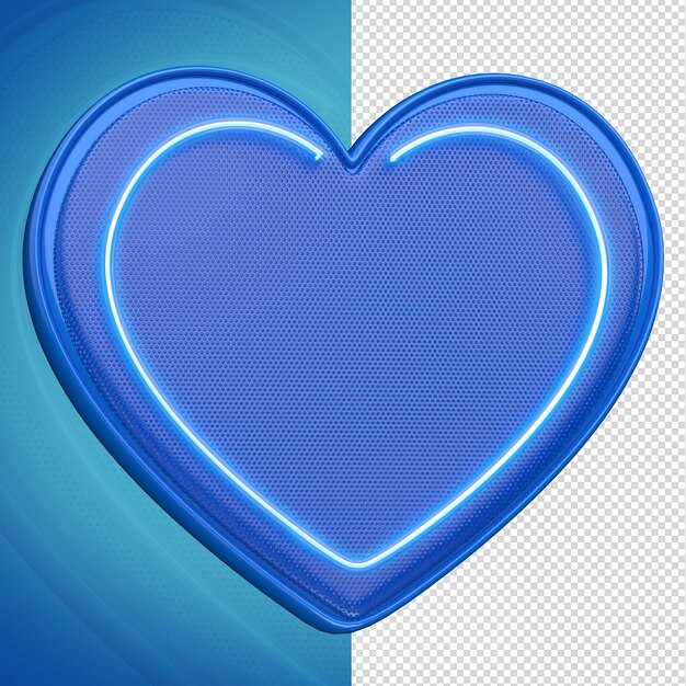 ELEMENTO 3D CORAO 네온 AZUL DIA DOS PAIS