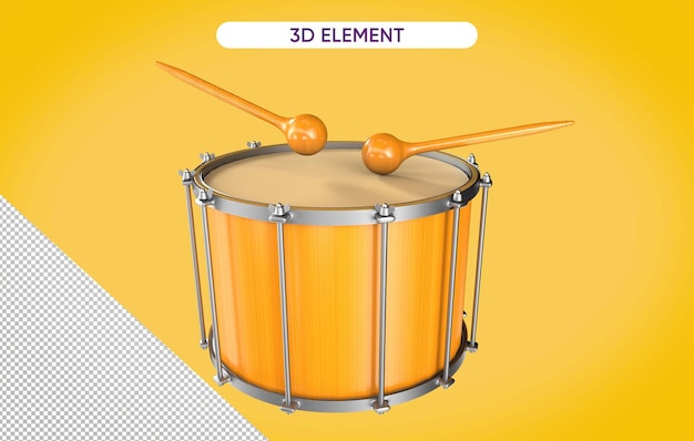 PSD elemento 3d instrumento musical de carnaval