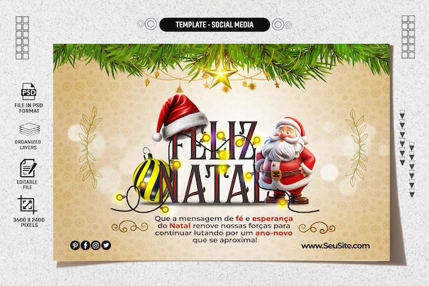 PSD elemento 3d para composicao para temas do dia de natal