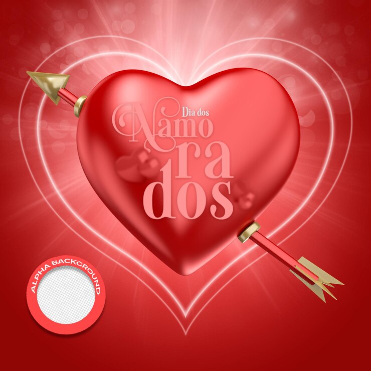 PSD elemento para o dia dos namorados cor vermelha 02
