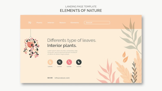 PSD elements of nature landing page