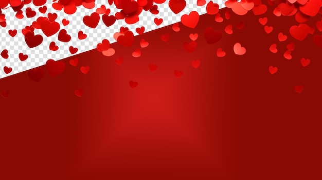 PSD elements for valentines day background of red hearts confetti for valentine or celebrations