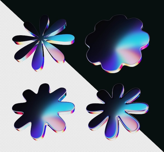 elementy 3D z efektem chromowym przeznaczone do drukowania lub stron internetowych