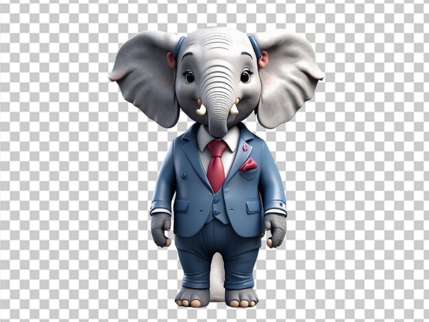 PSD elephant character in a stylish suit