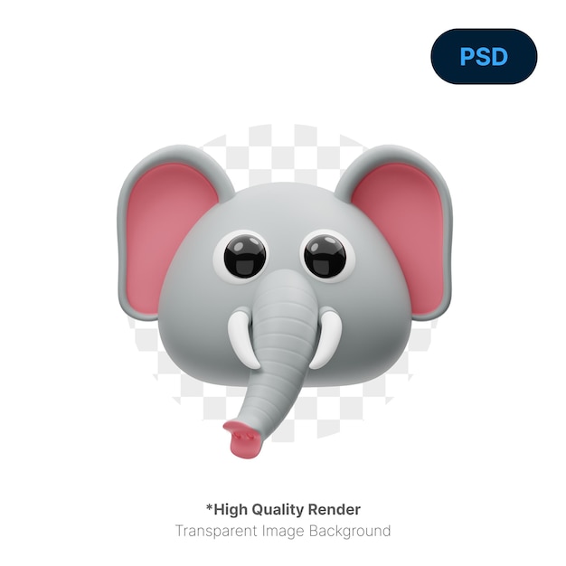 PSD elefante simpatico animale icona 3d