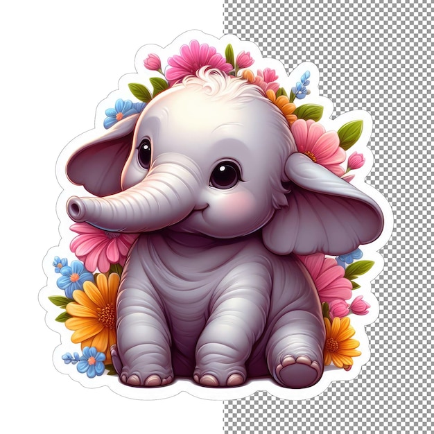 PSD elephant in eden blossoms and beauty sticker