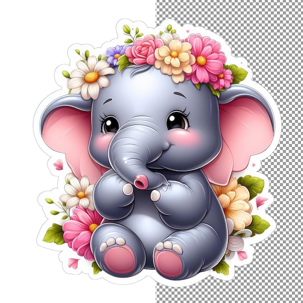 PSD elephant in eden blossoms and beauty sticker