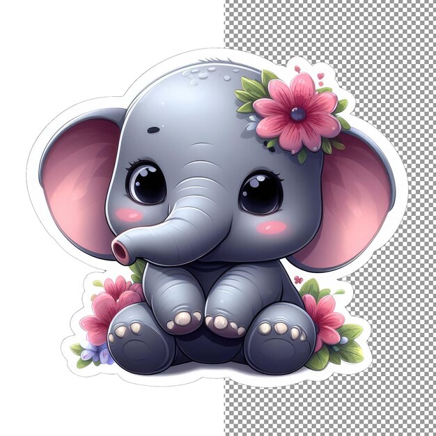 PSD elephant in eden blossoms and beauty sticker