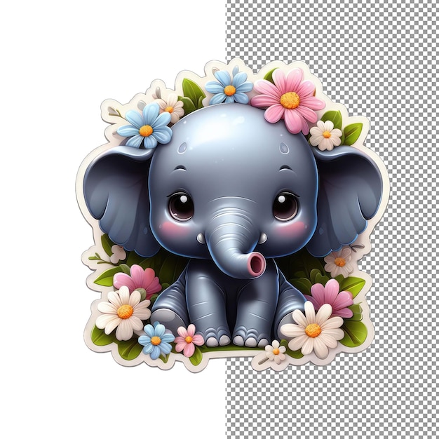 PSD elephant in eden blossoms and beauty sticker