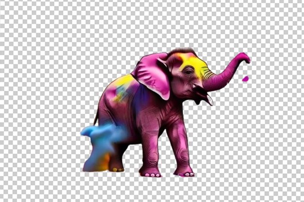 PSD Слон счастлив холи красочный фон